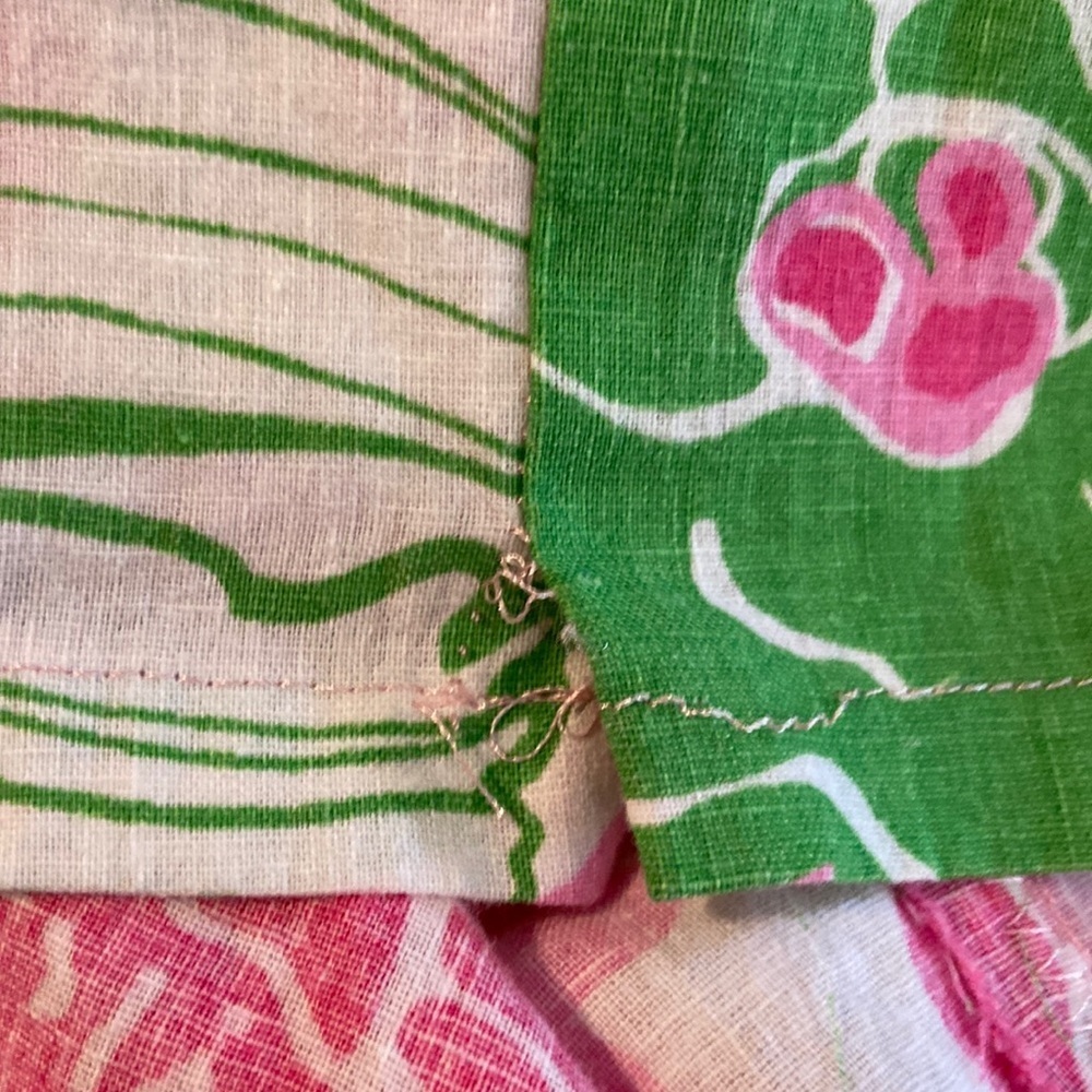 Lilly Pulitzer  Vintage Floral Pink Green Floral Preppy A-Line Skirt: 4802 - Picture 6 of 6
